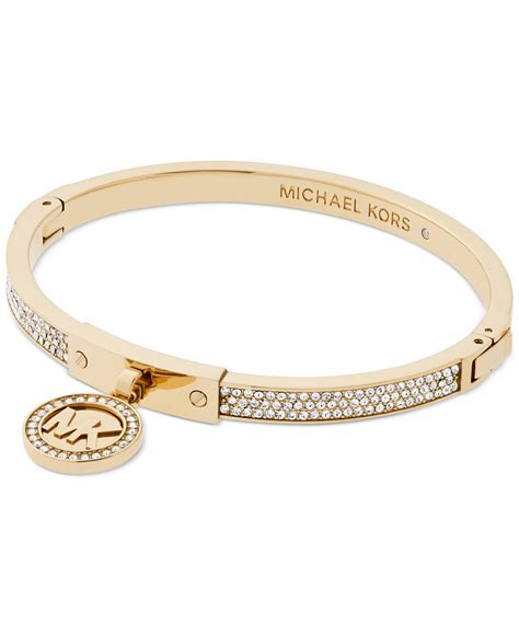 michael kors pavé crystal logo plate bangle bracelet|Michael Kors Crystal Pavê Logo Bangle Bracelet & Reviews.